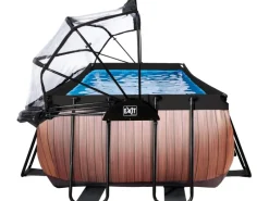 EXIT Wood Pool Braun 540x250x100cm m. Sandfilterpumpe u. Abdeckung*Exit Toys