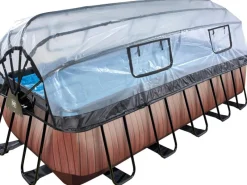 Exit Toys Pool Abdeckung|Aufstellpools|EXIT Wood Pool Braun 540x250x122cm m. Sandfilterpumpe u. Abdeckung