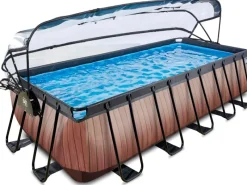 Exit Toys Pool Abdeckung|Aufstellpools|EXIT Wood Pool Braun 540x250x122cm m. Sandfilterpumpe u. Abdeckung