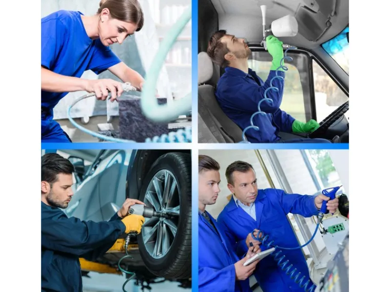 eyepower Schlauch Kupplungen|15 m Druckluftschlauch 1/4" Spiralförmig 10 Bar in Blau