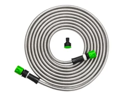 eyepower Schlauch Kupplungen|Gartenschläuche|Knickfreier Edelstahlschlauch mit Anschluss-Stück 7.5 m Silber