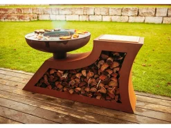 Feuerschalen|Ferrum Art Design Feuerstelle L-Form Rost