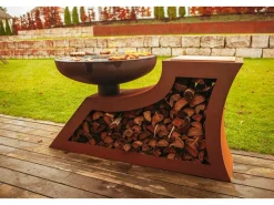 Feuerschalen|Ferrum Art Design Feuerstelle L-Form Rost