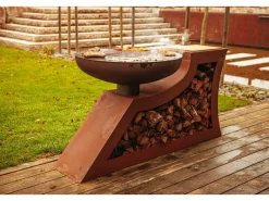 Feuerschalen|Ferrum Art Design Feuerstelle L-Form Rost