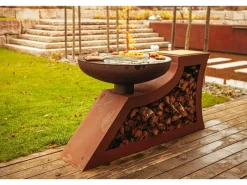 Feuerschalen|Ferrum Art Design Feuerstelle L-Form Rost