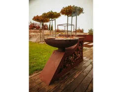 Feuerschalen|Ferrum Art Design Feuerstelle L-Form Rost