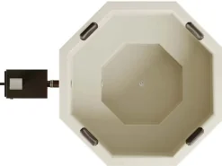 FinnTherm Outdoor Whirlpools|Badefass Kopenhagen Thermoholz 180x180 cm 6 Pers. Außeno. 27 kW Weiß