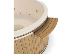 FinnTherm Outdoor Whirlpools|Badefass Stockholm Thermoholz Whirlpool Ø 180 cm VA-Ofen 30 kW Creme