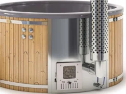 FinnTherm Outdoor Whirlpools|Badefass Stockholm Thermoholz Whirlpool Ø 180 cm VA-Ofen 30 kW Creme