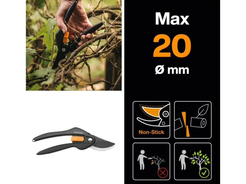Fiskars Gartenscheren|Baumscheren|Bypass-Gartenschere SingleStep P26 20 cm