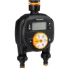 Fiskars Bewässerungssysteme|Zeitschaltuhr/Timer mit 2 Ausgängen Schwarz-Orange