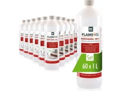 Bioethanol Hochrein 100% in Flaschen für Edelstahl-Tisch-Kamine 6 x 1l*Flambiol Discount
