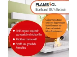 Flambiol Feuerkörbe|Bioethanol Hochrein 100% in Flaschen für Edelstahl-Tisch-Kamine 60 x 1l