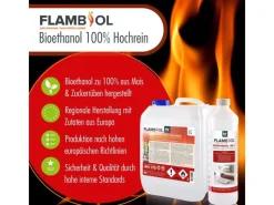 Flambiol Feuerkörbe|Bioethanol Hochrein 100% in Flaschen für Edelstahl-Tisch-Kamine 60 x 1l