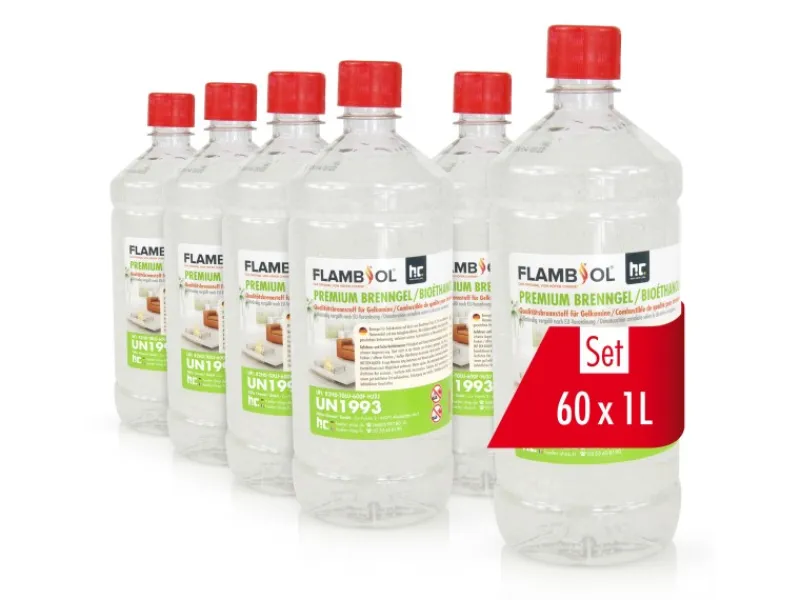 Flambiol Campingzubehör|Gartenkamine|Premium Brenngel 6 x 1l