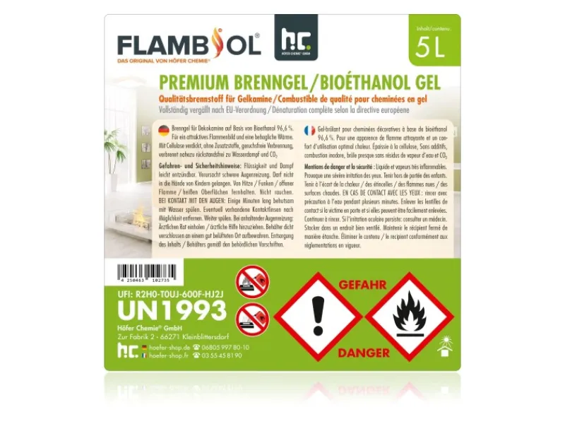 Flambiol Feuerkörbe|Premium Brenngel 4 x 5l