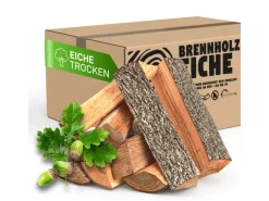 Brennholz Eiche Trocken 30 kg Karton Scheitlänge ca. 3 cm*Flammingo New