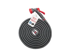 Flexibler Gartenschlauch 16,5m Grau/Rot inkl. Brause und Anschluss Stück*Steuber New