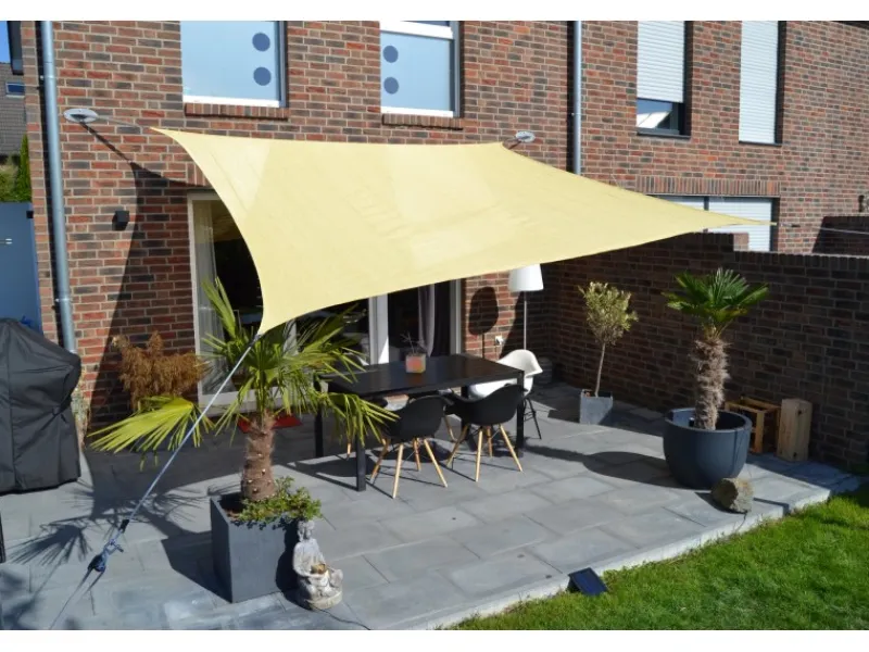 Sonnensegel Rechteckig wasserdurchlässig 500 cm x 400 cm Weizen*Floracord Online