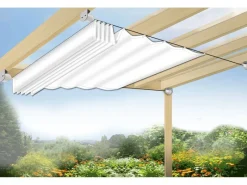 Floracord Sonnensegel|Sonnensegel Seilspanntechnik als Bausatz 330 cm x 140 cm Elfenbein