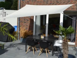 Floracord Sonnensegel|Vierecksonnensegel Hell Elfenbein 300 cm x 400 cm mit Regenschutz