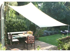 Floracord Sonnensegel|Vierecksonnensegel Hell Elfenbein 300 cm x 400 cm mit Regenschutz