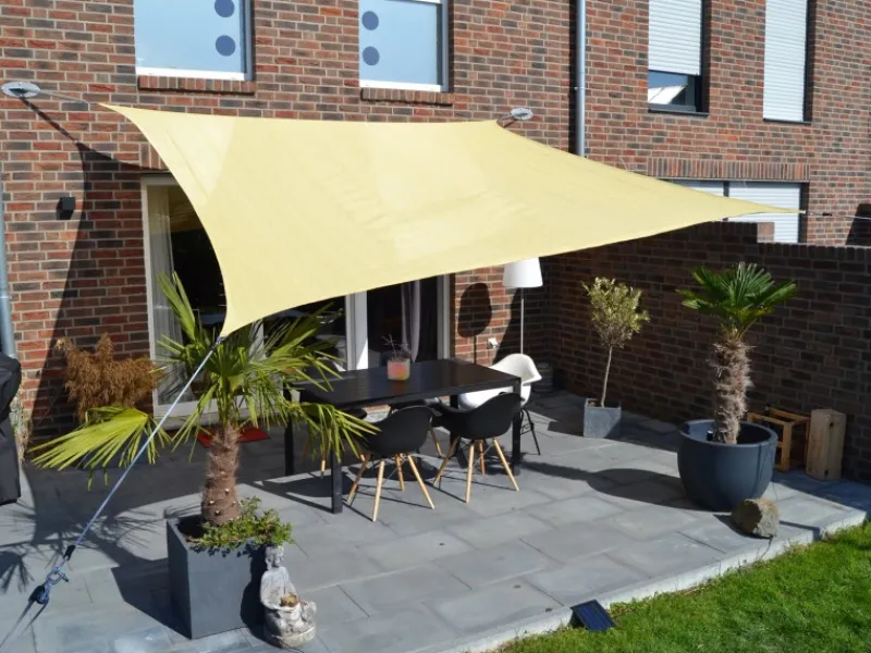 Floracord Sonnensegel|Vierecksonnensegel Weizen 360 cm x 360 cm Wind- u. Wasserdurchlässig