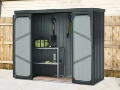 Geräteschrank mit Flachdach Anthrazit 226 cm x 81 cm*Floraworld Outlet