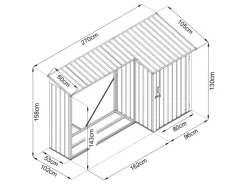 Floraworld Kaminholzregale|Kaminholzregal mit Geräteraum