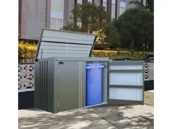 Floraworld Mülltonnenboxen|Mülltonnen-Garage Premium bis 3 Mülltonnen à 240 l Schwarz-Metallic