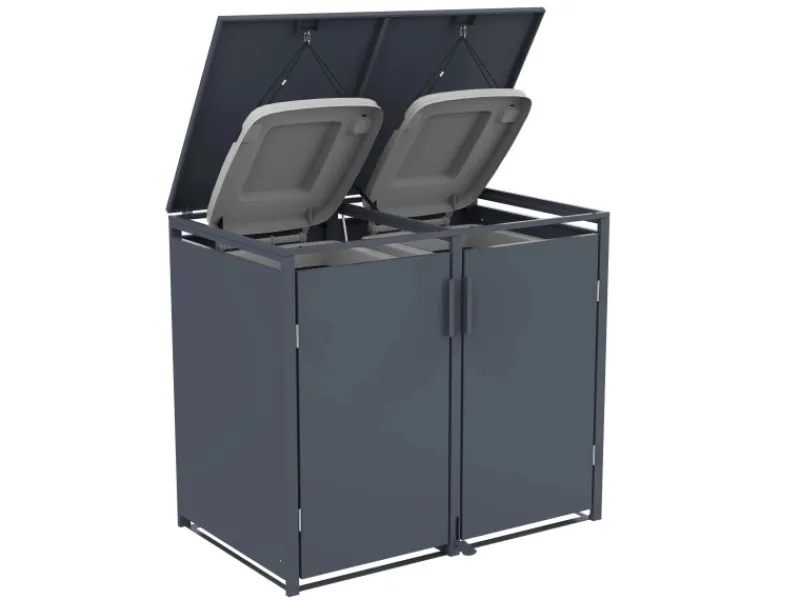 FM-SOLAR Mülltonnenbox Anthrazit für 2 Mülltonne* Hot