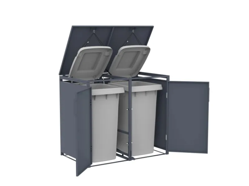 FM-SOLAR Mülltonnenbox Anthrazit für 2 Mülltonne* Hot