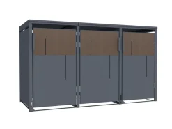 FM-SOLAR Mülltonnenbox anthrazit/Holz für 3 Mülltonne* Discount