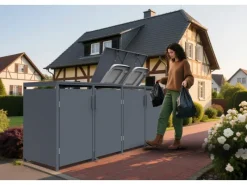 FM-SOLAR Mülltonnenbox Anthrazit für 4 Mülltonne* Hot