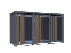 FM-SOLAR Mülltonnenbox Holz/Plexiglas für 3 Mülltonne* Hot
