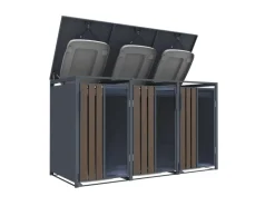 FM-SOLAR Mülltonnenbox Holz/Plexiglas für 3 Mülltonne* Hot