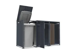 FM-SOLAR Mülltonnenbox Holz/Plexiglas für 3 Mülltonne* Hot