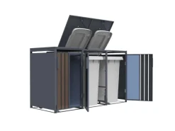 FM-SOLAR Mülltonnenbox Holz/Plexiglas für 3 Mülltonne* Hot