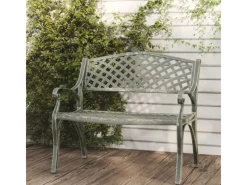 Gartenbank 102 cm Aluminiumguss Grün*furnicato New