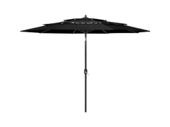 furnicato Sonnenschirme|Sonnenschirm mit Aluminium-Mast 3-lagig Schwarz 3 m