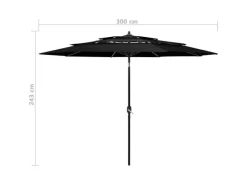 furnicato Sonnenschirme|Sonnenschirm mit Aluminium-Mast 3-lagig Schwarz 3 m