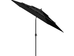 furnicato Sonnenschirme|Sonnenschirm mit Aluminium-Mast 3-lagig Schwarz 3 m