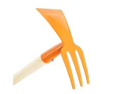 Kinder Galaflor Rechen|Kinder-Gartengeräte|Kinderdoppelhäckchen in Orange aus Metall mit Holzstiel