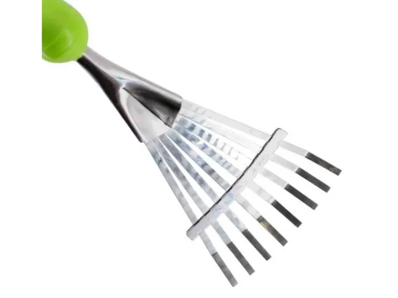 Galaflor Gartenhandgeräte|Kleinfächerbesen aus Edelstahl mit Kunststoffgriff 8 Zinken