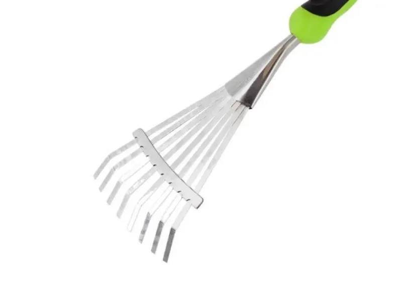 Galaflor Gartenhandgeräte|Kleinfächerbesen aus Edelstahl mit Kunststoffgriff 8 Zinken