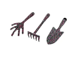 Galaflor Gartenhandgeräte|Kleingeräte Set Blumenmotiv mit Blumenkelle Handrechen Handgrubber