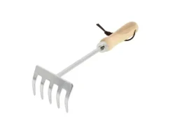 Kleinrechen aus Edelstahl mit Holzgriff 5 Zinken*Galaflor Discount