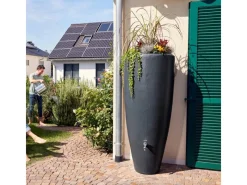 Garantia Regenwasser-Nutzung|2in1 Wasserbehälter 300 l Graphite Grey inkl. Pflanzschale