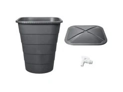 Regentonne Ibiza 300 l Eckig Graphite Grey inkl. Deckel und Hahn*Garantia Outlet