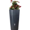 Garantia Regenwasser-Nutzung|Regenwasser-Behälter Stone 2in1 inkl. Pflanzschale 210 l Lava